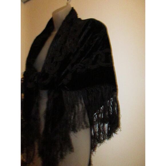Rio Collection Scarf Shawl Wrap Square Black Velvet Sheer Chain Printed Cover Up - Picture 5 of 5